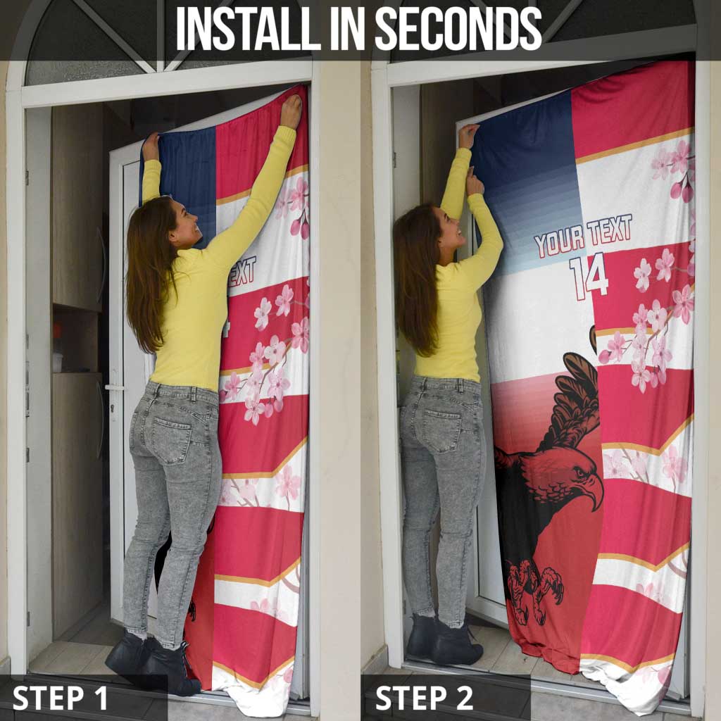 USA and Japan Rugby Custom Door Cover Eagles Brave Blossoms Together Pacific - Polynesian Pride
