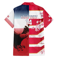 USA and Japan Rugby Custom Family Matching Summer Maxi Dress and Hawaiian Shirt Eagles Brave Blossoms Together Pacific - Polynesian Pride