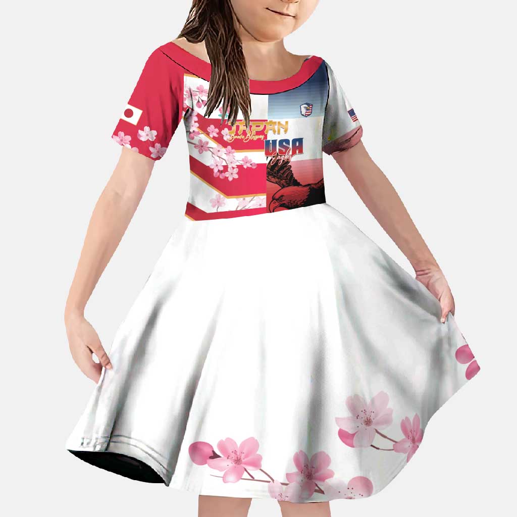 USA and Japan Rugby Custom Family Matching Tank Maxi Dress and Hawaiian Shirt Eagles Brave Blossoms Together Pacific - Polynesian Pride