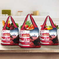 USA and Japan Rugby Custom Grocery Bag Eagles Brave Blossoms Together Pacific - Polynesian Pride