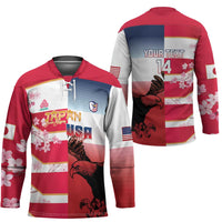 USA and Japan Rugby Custom Hockey Jersey Eagles Brave Blossoms Together Pacific LT14 - Polynesian Pride