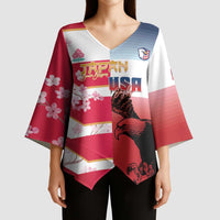 USA and Japan Rugby Custom Kimono Sleeve Blouse Eagles Brave Blossoms Together Pacific LT14 - Polynesian Pride