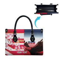 USA and Japan Rugby Custom Leather Bag Eagles Brave Blossoms Together Pacific - Polynesian Pride