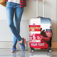 USA and Japan Rugby Custom Luggage Cover Eagles Brave Blossoms Together Pacific - Polynesian Pride