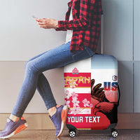 USA and Japan Rugby Custom Luggage Cover Eagles Brave Blossoms Together Pacific - Polynesian Pride