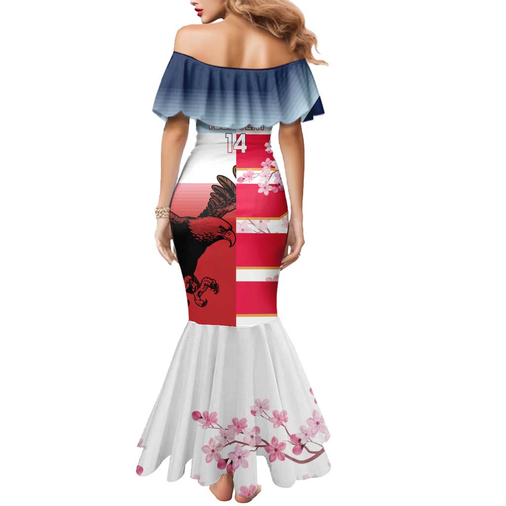 USA and Japan Rugby Custom Mermaid Dress Eagles Brave Blossoms Together Pacific - Polynesian Pride