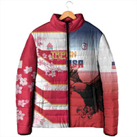 USA and Japan Rugby Custom Padded Jacket Eagles Brave Blossoms Together Pacific LT14 - Polynesian Pride