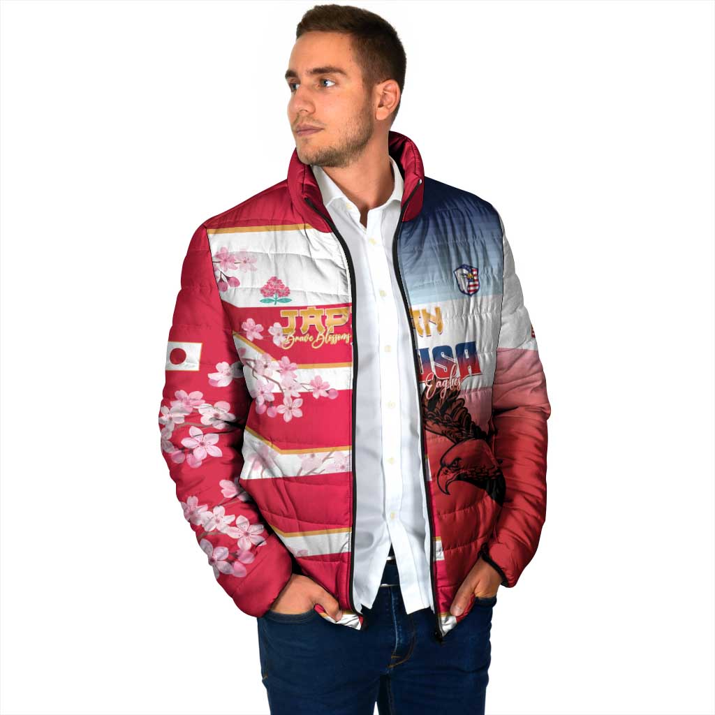 USA and Japan Rugby Custom Padded Jacket Eagles Brave Blossoms Together Pacific LT14 - Polynesian Pride