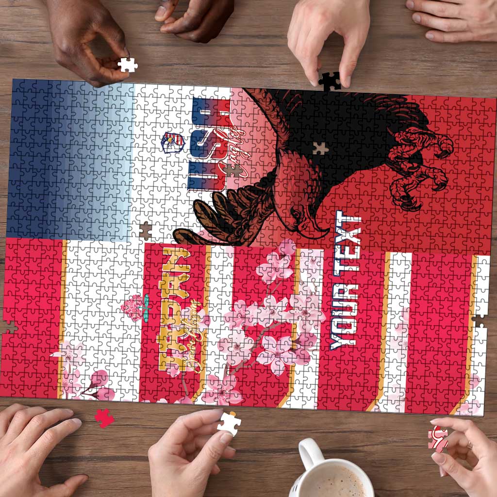 USA and Japan Rugby Custom Puzzle Eagles Brave Blossoms Together Pacific LT14 - Polynesian Pride