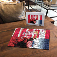USA and Japan Rugby Custom Puzzle Eagles Brave Blossoms Together Pacific LT14 - Polynesian Pride