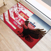 USA and Japan Rugby Custom Rubber Doormat Eagles Brave Blossoms Together Pacific LT14 - Polynesian Pride