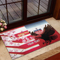 USA and Japan Rugby Custom Rubber Doormat Eagles Brave Blossoms Together Pacific LT14 - Polynesian Pride