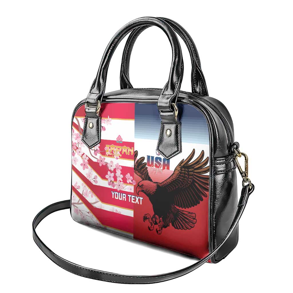USA and Japan Rugby Custom Shoulder Handbag Eagles Brave Blossoms Together Pacific - Polynesian Pride