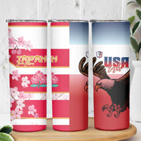 USA and Japan Rugby Skinny Tumbler Eagles Brave Blossoms Together Pacific - Polynesian Pride