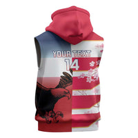 USA and Japan Rugby Custom Sleeveless Hoodie Eagles Brave Blossoms Together Pacific LT14 - Polynesian Pride