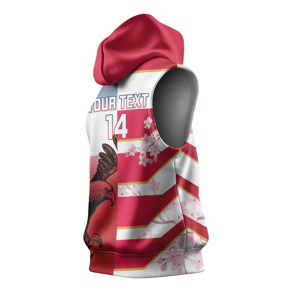 USA and Japan Rugby Custom Sleeveless Hoodie Eagles Brave Blossoms Together Pacific LT14 - Polynesian Pride