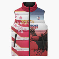 USA and Japan Rugby Custom Sleeveless Puffer Jacket Eagles Brave Blossoms Together Pacific LT14 Unisex Red - Polynesian Pride