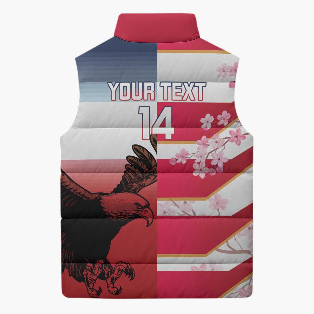 USA and Japan Rugby Custom Sleeveless Puffer Jacket Eagles Brave Blossoms Together Pacific LT14 - Polynesian Pride