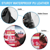 USA and Japan Rugby Custom Spare Tire Cover Eagles Brave Blossoms Together Pacific - Polynesian Pride