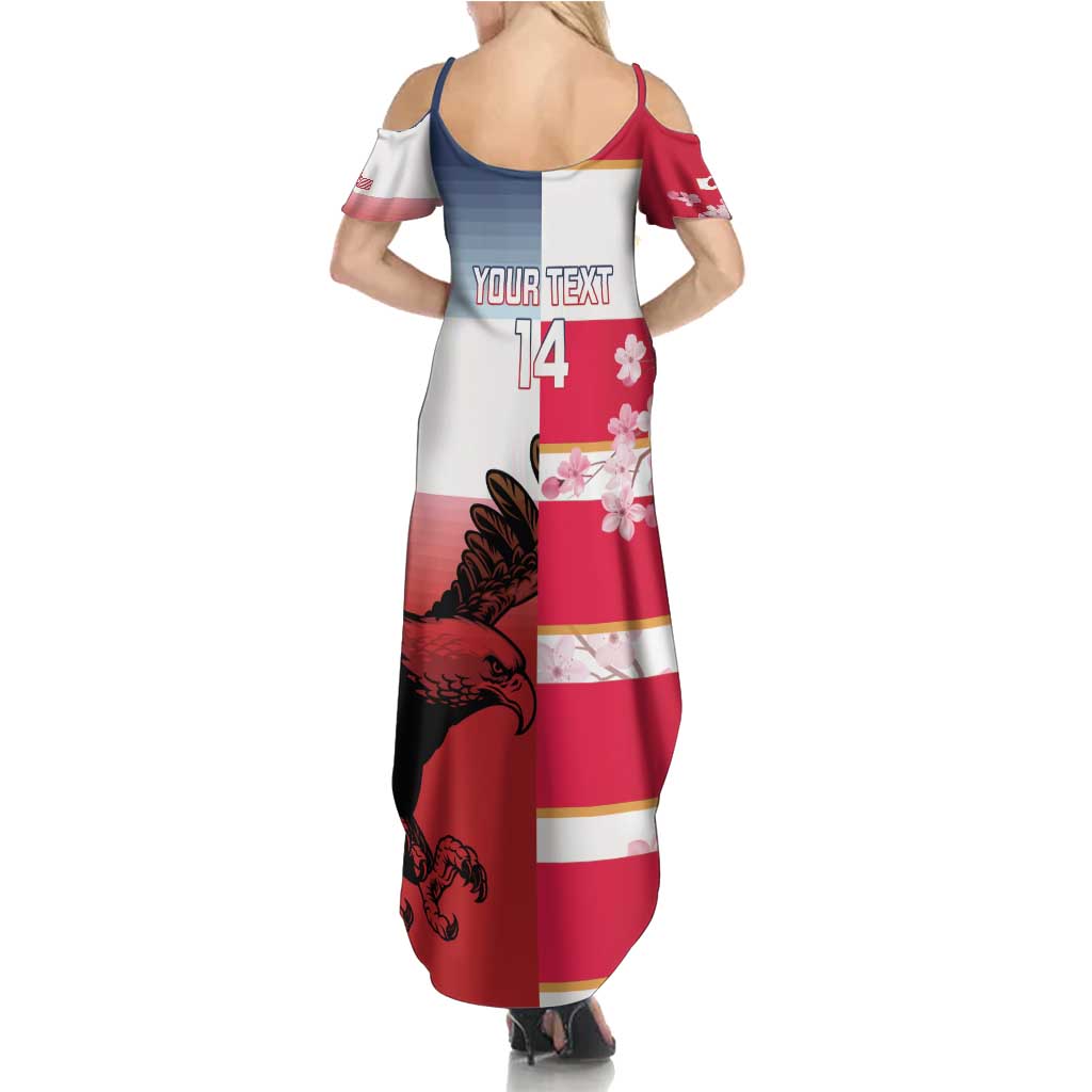 USA and Japan Rugby Custom Summer Maxi Dress Eagles Brave Blossoms Together Pacific - Polynesian Pride