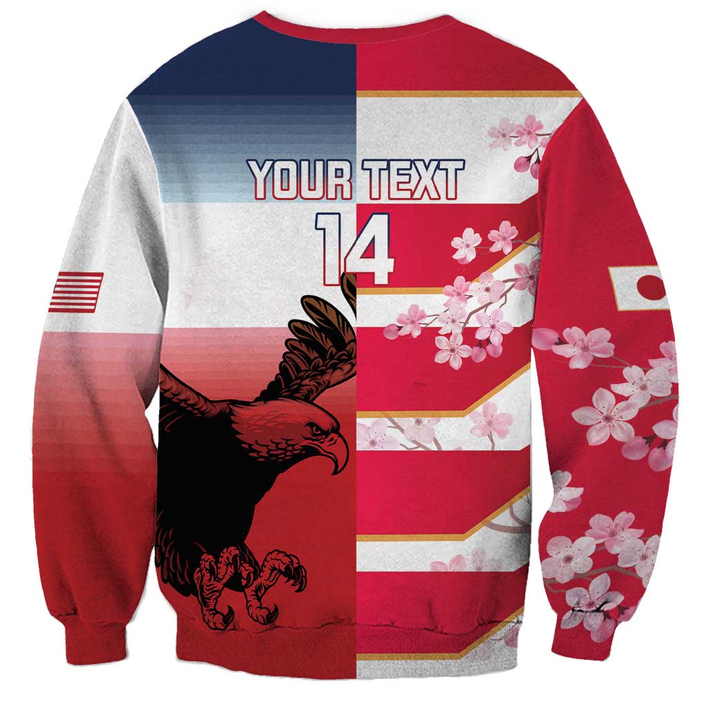 USA and Japan Rugby Custom Sweatshirt Eagles Brave Blossoms Together Pacific LT14 - Polynesian Pride