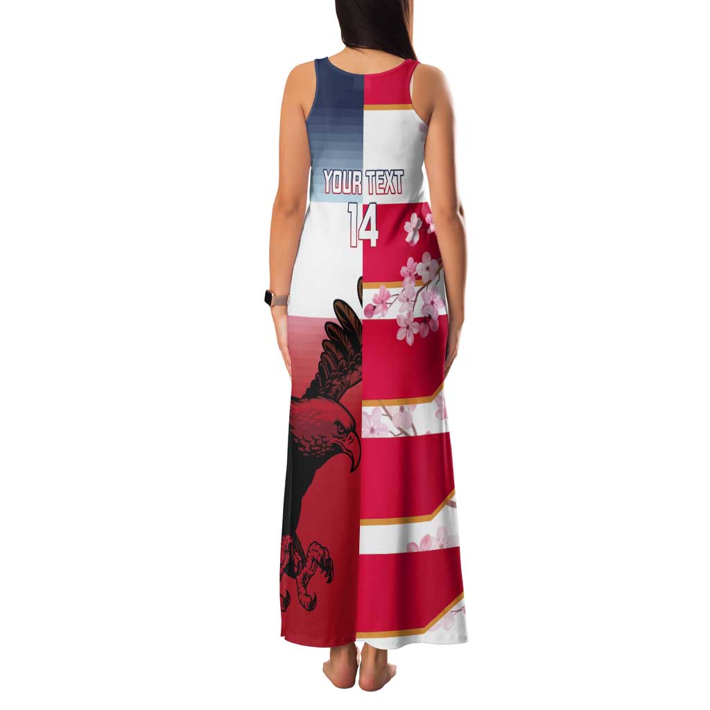 USA and Japan Rugby Custom Tank Maxi Dress Eagles Brave Blossoms Together Pacific - Polynesian Pride
