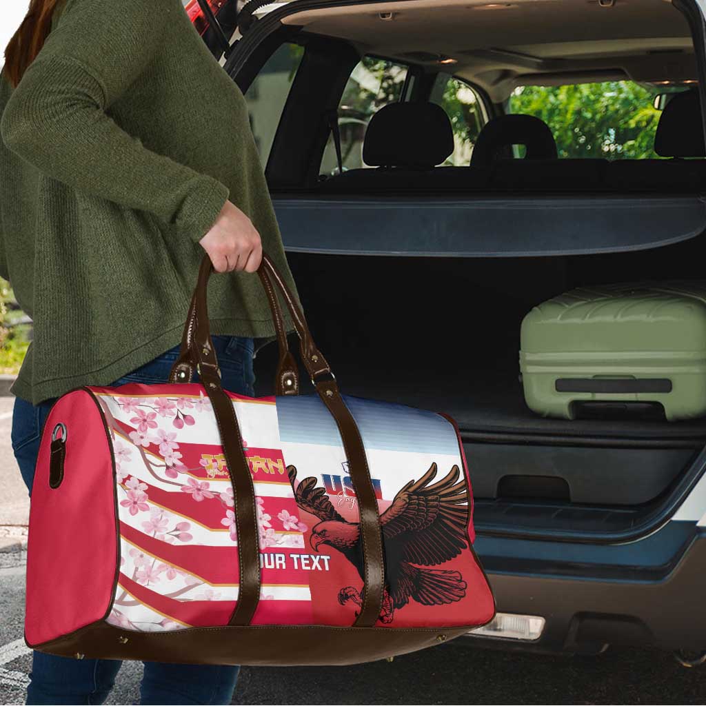 USA and Japan Rugby Custom Travel Bag Eagles Brave Blossoms Together Pacific - Polynesian Pride