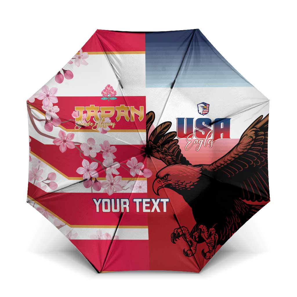 USA and Japan Rugby Custom Umbrella Eagles Brave Blossoms Together Pacific - Polynesian Pride