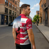 USA and Japan Rugby Custom Zipper Polo Shirt Eagles Brave Blossoms Together Pacific - Polynesian Pride