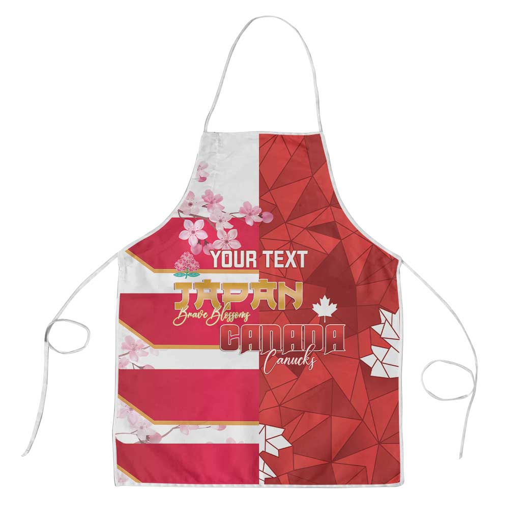 Canada and Japan Rugby Custom Apron Canucks Brave Blossoms Together Pacific LT14 Red - Polynesian Pride
