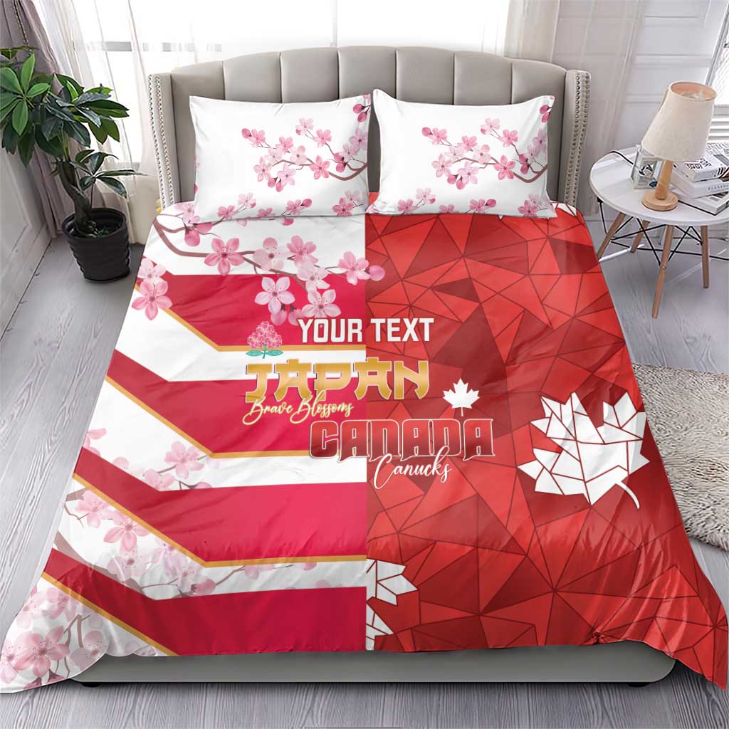Canada and Japan Rugby Custom Bedding Set Canucks Brave Blossoms Together Pacific - Polynesian Pride