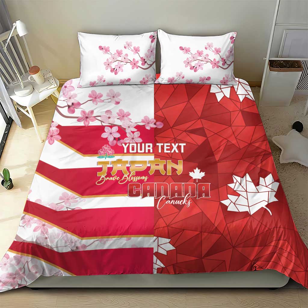 Canada and Japan Rugby Custom Bedding Set Canucks Brave Blossoms Together Pacific - Polynesian Pride