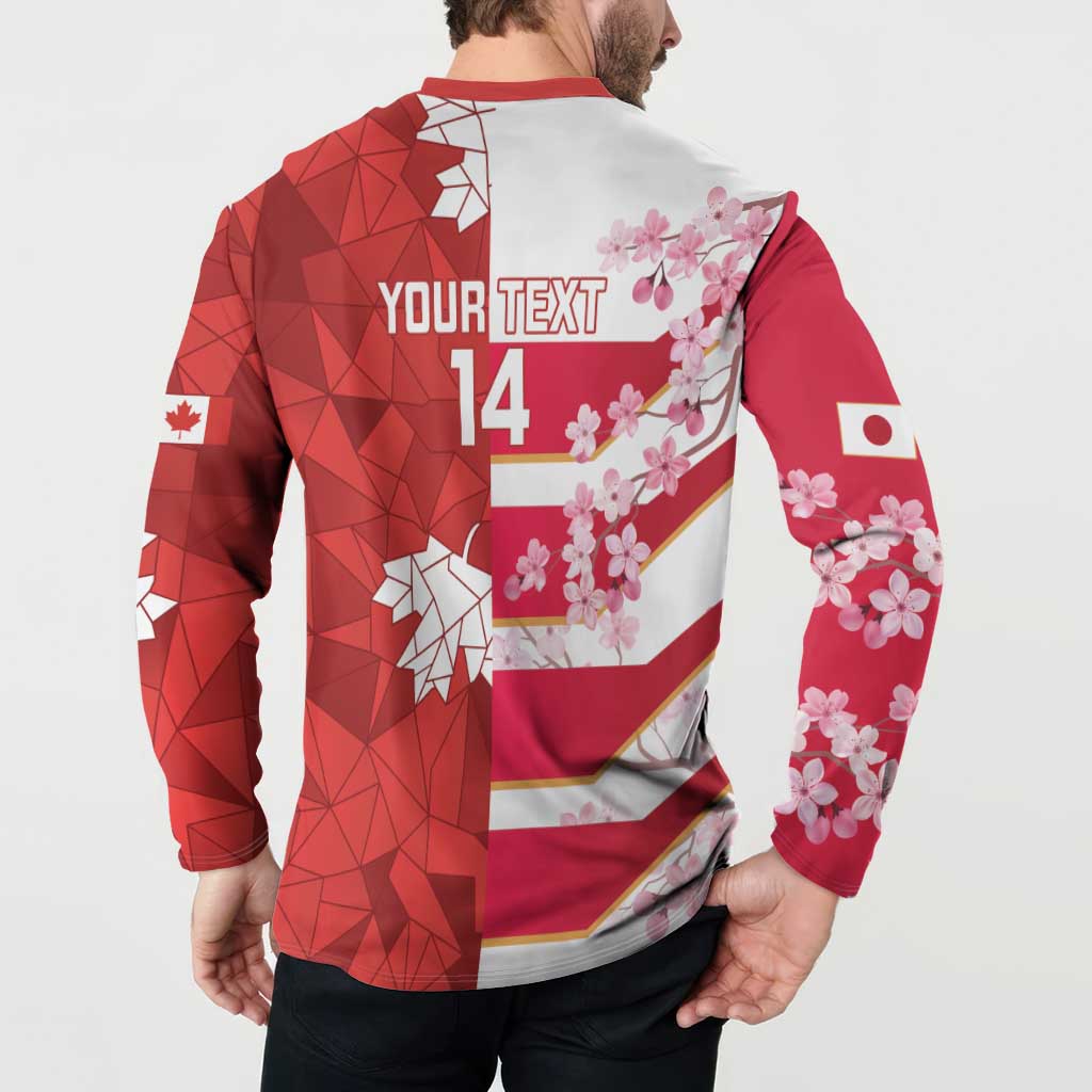 Canada and Japan Rugby Custom Button Sweatshirt Canucks Brave Blossoms Together Pacific LT14 - Polynesian Pride