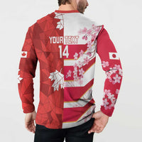Canada and Japan Rugby Custom Button Sweatshirt Canucks Brave Blossoms Together Pacific LT14 - Polynesian Pride