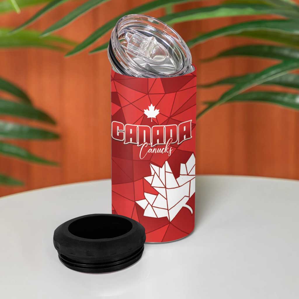 Canada and Japan Rugby 4 in 1 Can Cooler Tumbler Canucks Brave Blossoms Together Pacific LT14 - Polynesian Pride