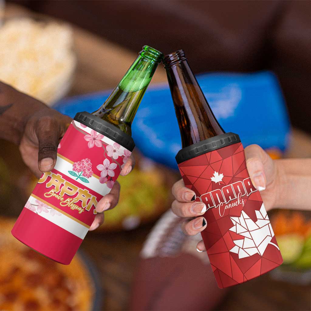 Canada and Japan Rugby 4 in 1 Can Cooler Tumbler Canucks Brave Blossoms Together Pacific LT14 - Polynesian Pride