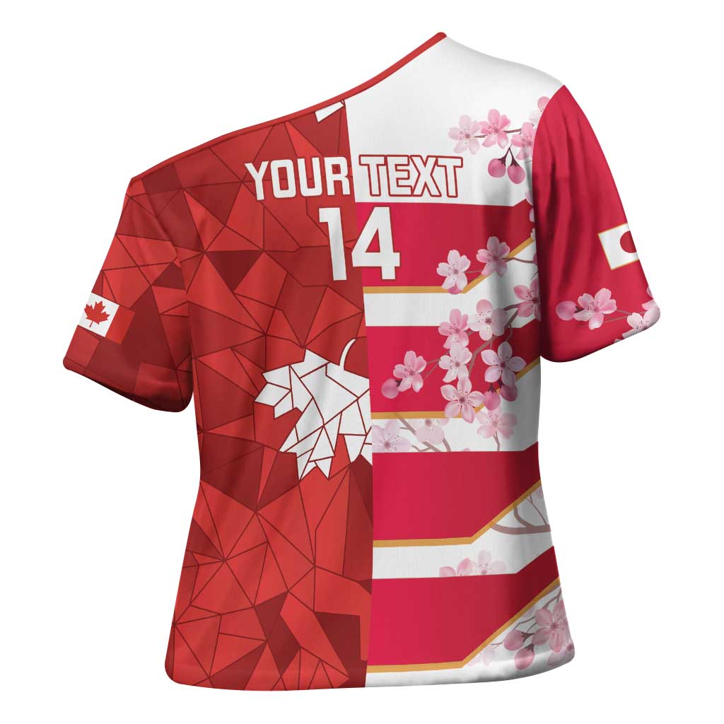 Canada and Japan Rugby Custom Cross Shoulder Shirt Canucks Brave Blossoms Together Pacific LT14 - Polynesian Pride