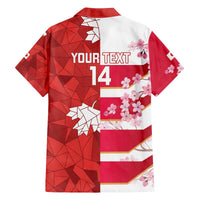 Canada and Japan Rugby Custom Family Matching Off The Shoulder Long Sleeve Dress and Hawaiian Shirt Canucks Brave Blossoms Together Pacific - Polynesian Pride