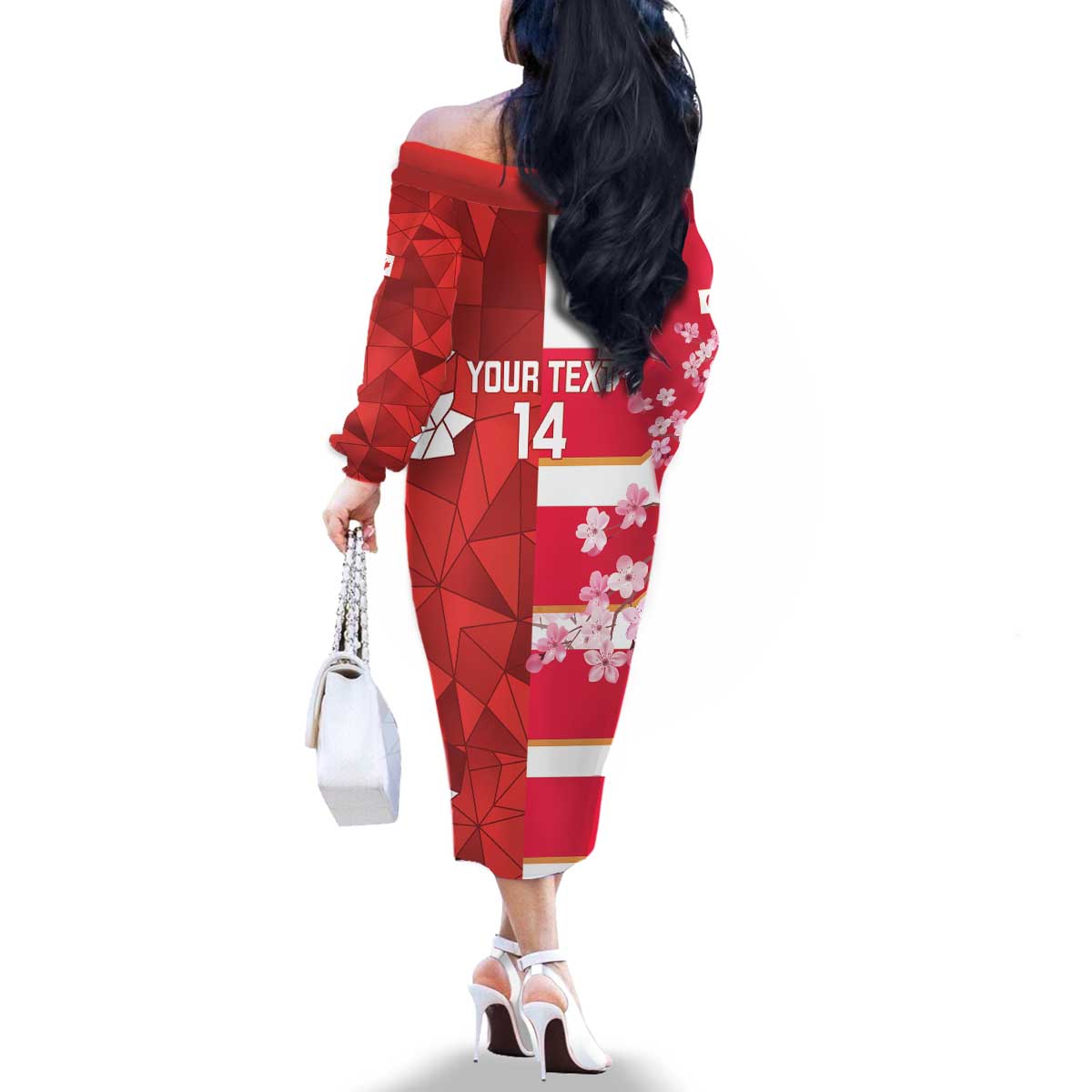 Canada and Japan Rugby Custom Family Matching Off The Shoulder Long Sleeve Dress and Hawaiian Shirt Canucks Brave Blossoms Together Pacific - Polynesian Pride