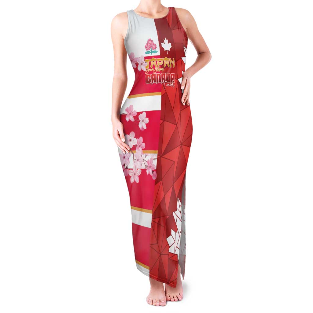 Canada and Japan Rugby Custom Family Matching Tank Maxi Dress and Hawaiian Shirt Canucks Brave Blossoms Together Pacific - Polynesian Pride