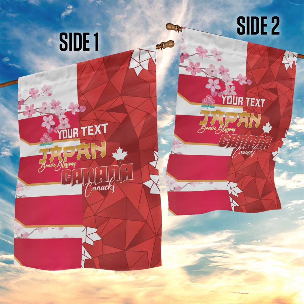 Canada and Japan Rugby Custom Garden Flag Canucks Brave Blossoms Together Pacific - Polynesian Pride