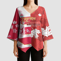 Canada and Japan Rugby Custom Kimono Sleeve Blouse Canucks Brave Blossoms Together Pacific LT14 - Polynesian Pride