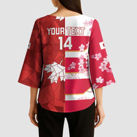 Canada and Japan Rugby Custom Kimono Sleeve Blouse Canucks Brave Blossoms Together Pacific LT14 - Polynesian Pride