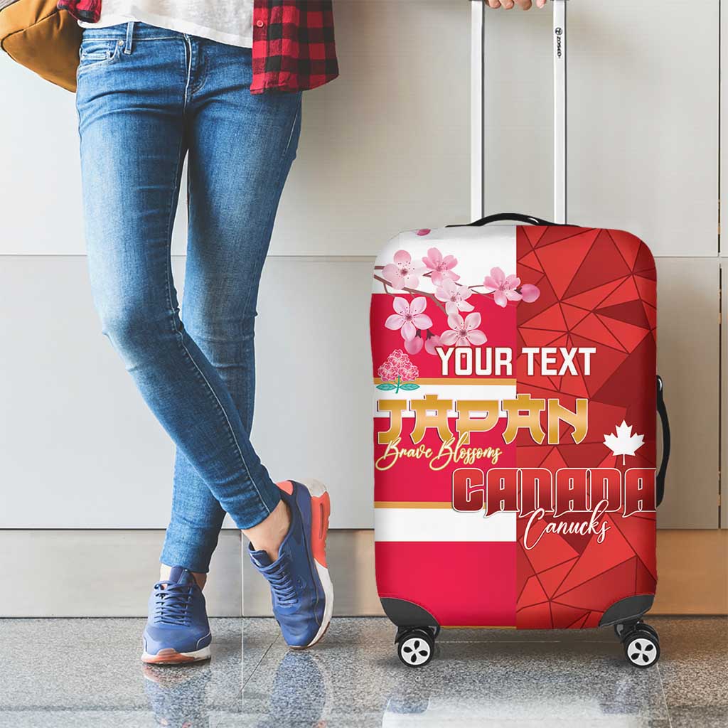 Canada and Japan Rugby Custom Luggage Cover Canucks Brave Blossoms Together Pacific - Polynesian Pride
