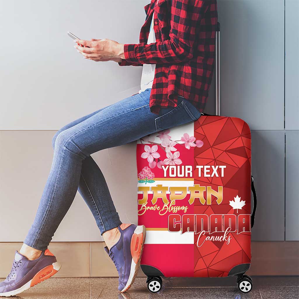 Canada and Japan Rugby Custom Luggage Cover Canucks Brave Blossoms Together Pacific - Polynesian Pride