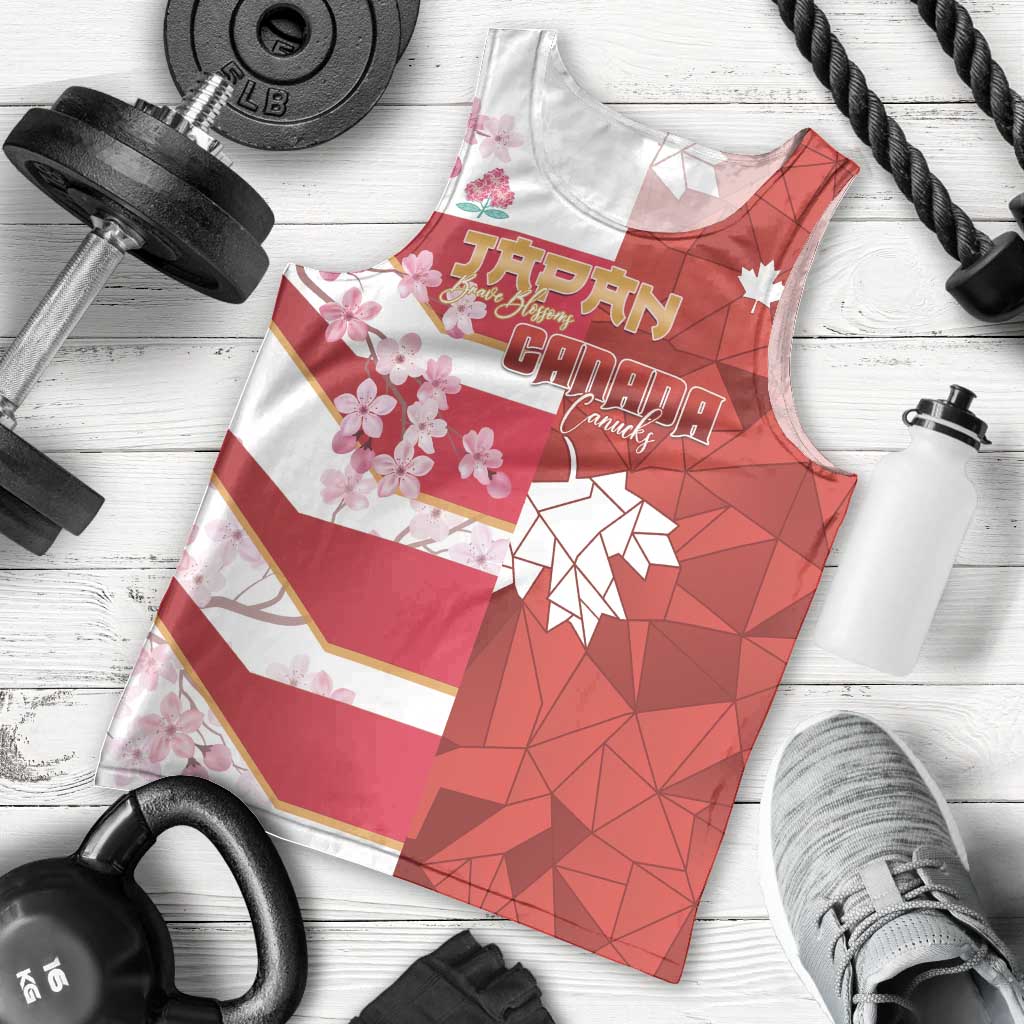 Canada and Japan Rugby Custom Men Tank Top Canucks Brave Blossoms Together Pacific LT14 - Polynesian Pride