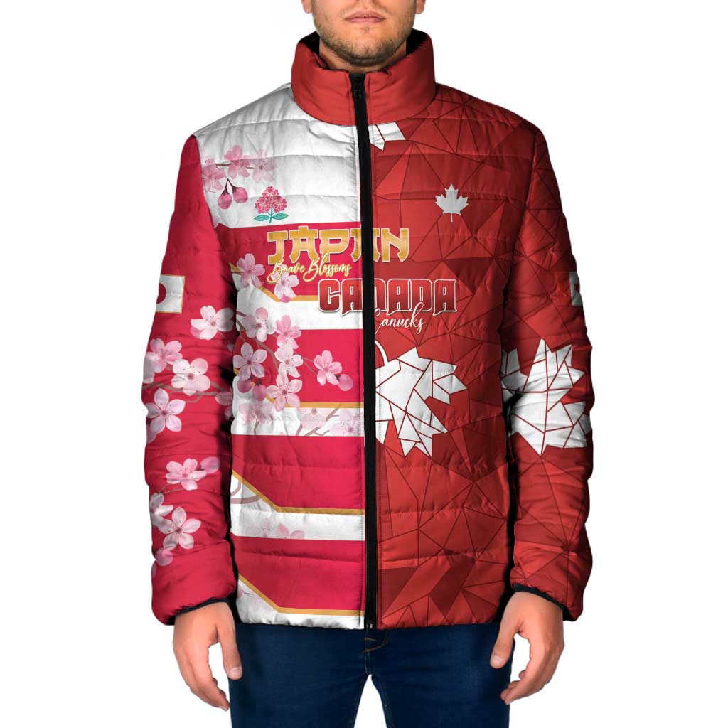 Canada and Japan Rugby Custom Padded Jacket Canucks Brave Blossoms Together Pacific LT14 Men Red - Polynesian Pride