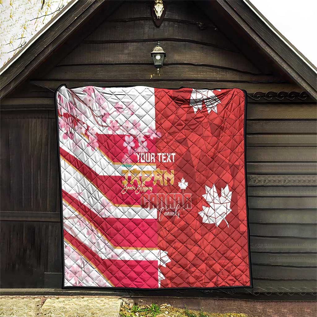 Canada and Japan Rugby Custom Quilt Canucks Brave Blossoms Together Pacific - Polynesian Pride