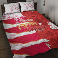 Canada and Japan Rugby Custom Quilt Bed Set Canucks Brave Blossoms Together Pacific - Polynesian Pride