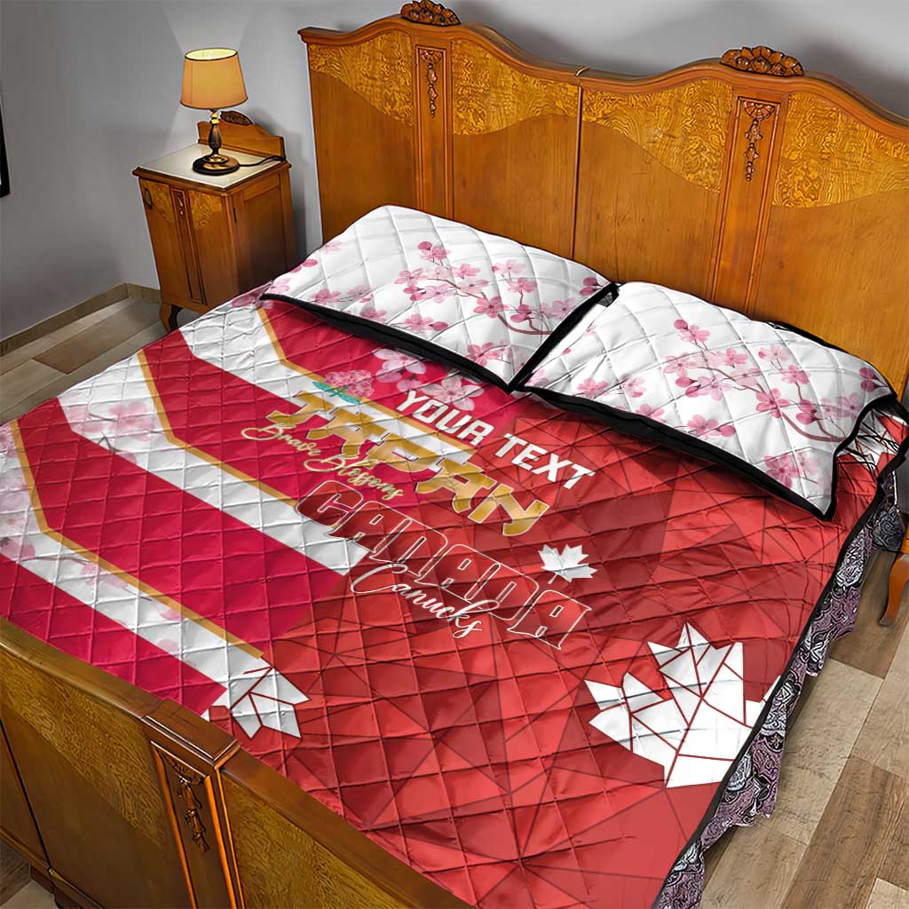 Canada and Japan Rugby Custom Quilt Bed Set Canucks Brave Blossoms Together Pacific - Polynesian Pride